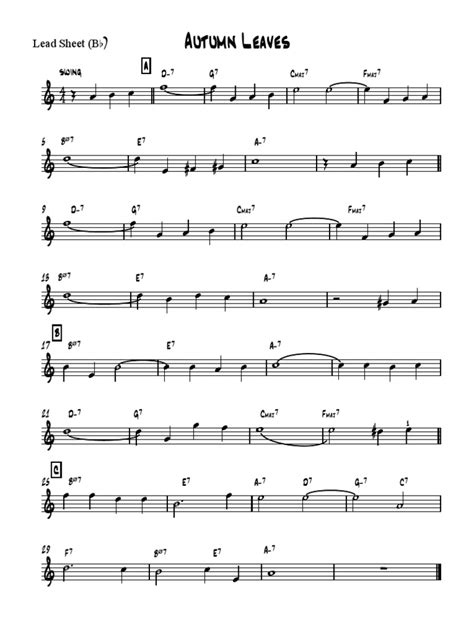 autumn leaves lead sheet